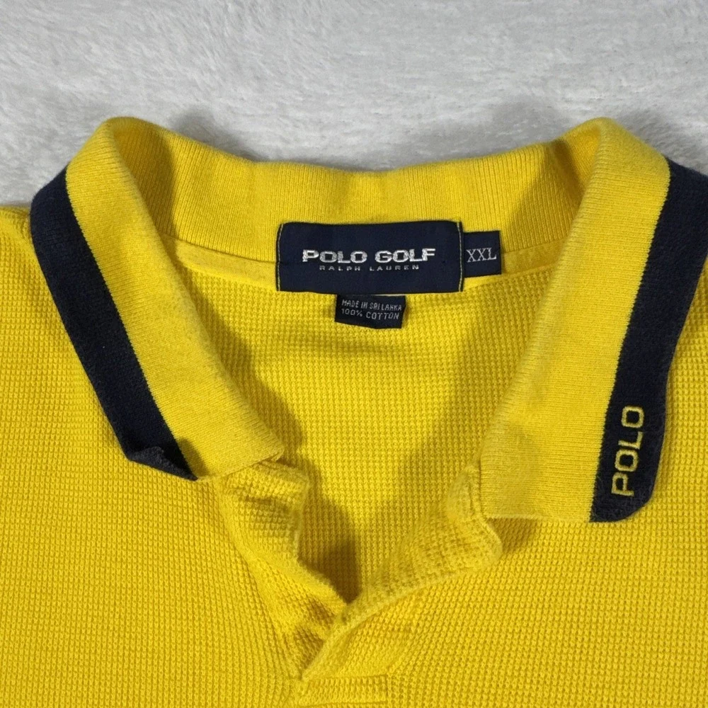 Ralph Lauren Vintage Polo Adult Shirt 2XL Yellow Casual Golf‎ Tennis Preppy Men
